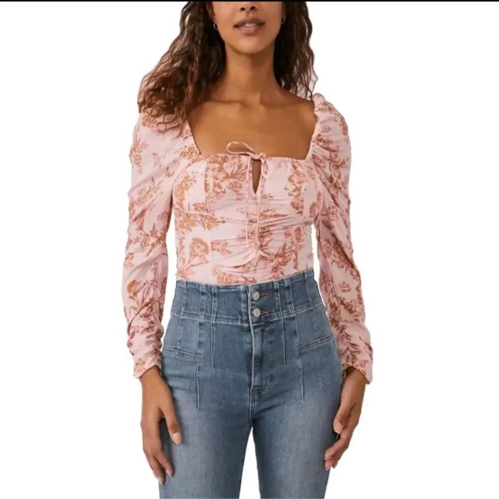 NWT Free People Hilary Printed Top